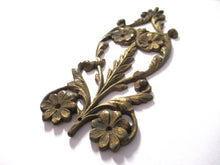 Brass furniture mount applique, embellishment, pediment, floral.