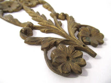 Brass furniture mount applique, embellishment, pediment, floral.