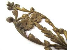 Brass furniture mount applique, embellishment, pediment, floral.