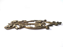 Brass furniture mount applique, embellishment, pediment, floral.