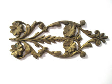 Brass furniture mount applique, embellishment, pediment, floral.