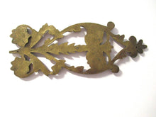 Brass furniture mount applique, embellishment, pediment, floral.