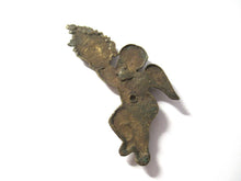 Antique Small Brass applique, ornament, embellishment, pediment, cherub, putti, angel.