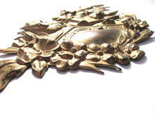 Thin Brass Stamped Embellishment with birds, pressed Ornament. Furniture applique.