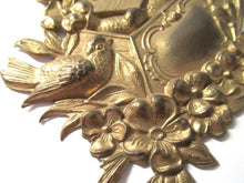 Thin Brass Stamped Embellishment with birds, pressed Ornament. Furniture applique.