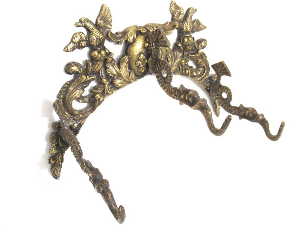 Brass Coat Rack, Fish, dragon, birds, Hall entry decor.