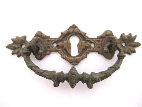 1 (ONE) Antique Solid brass Ornate Drawer Handle, Drawer Drop Pull.