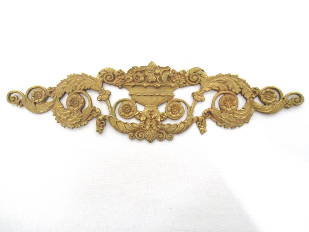 Antique Pediment, embellishment, ornament, Empire, Width 12 INCH, flower arrangement .
