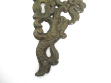 Vintage Brass Dragon Fish Escutcheon. Keyhole Cover, Furniture applique, cabinet hardware.