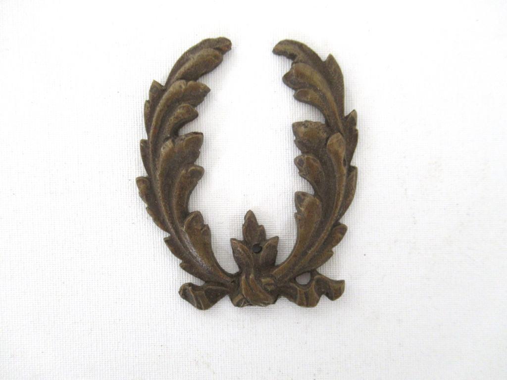 Authentic Brass Wreath applique, Furniture Hardware. Empire embellishment. Restoration supply.