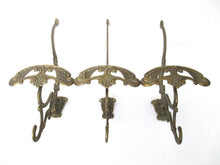Brass Ornate Victorian style wall hooks, Large Coat Hooks.