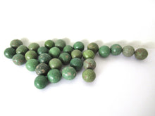 Green Marbles, Set of 30 green Antique Clay Marbles. #7D4G10CK1