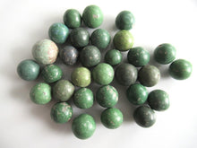 Green Marbles, Set of 30 green Antique Clay Marbles.