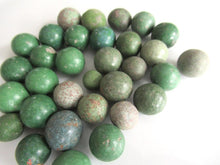Set of 30 Antique Clay Green Marbles.
