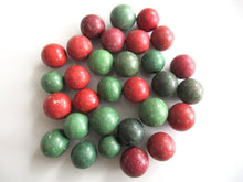 Green / Red Marbles, Set of 30 green Antique Clay Marbles.