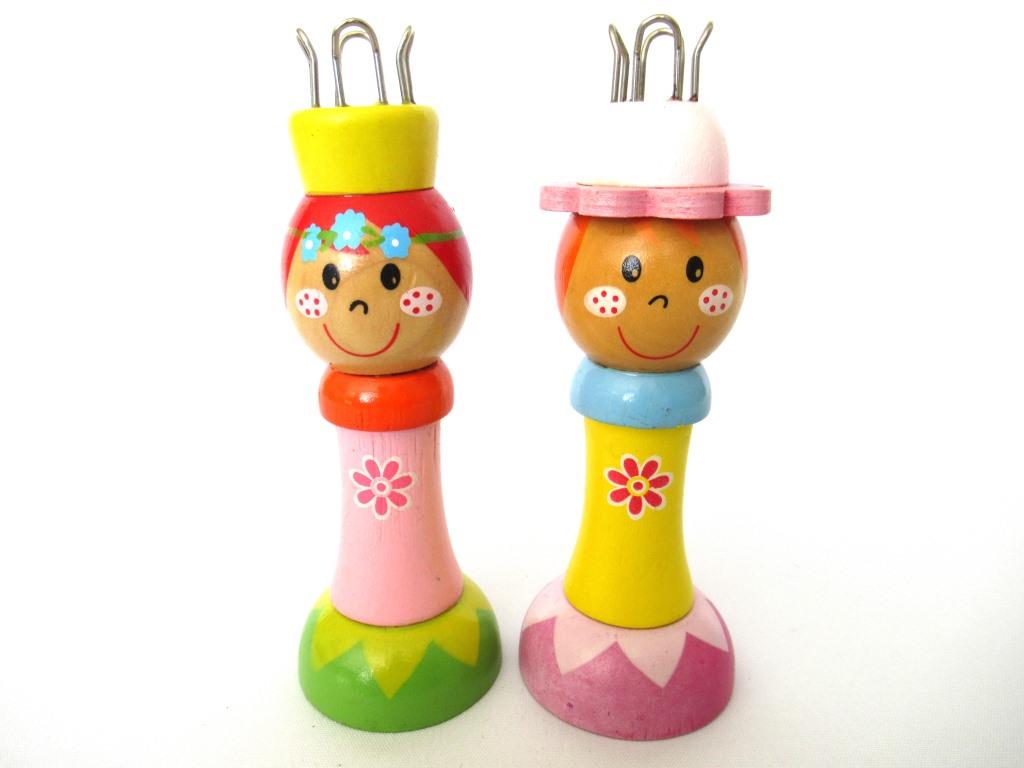 Set of 2 Wooden Knitting Dolls, Knitting Nancy, French Knitting, Bobbin Doll.