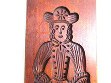 UpperDutch:,Bakery decoration, Wooden Dutch Folk Art Cookie Mold. Antique. Dutch wood carved man with hat and cane. Spiced cookie springerle.