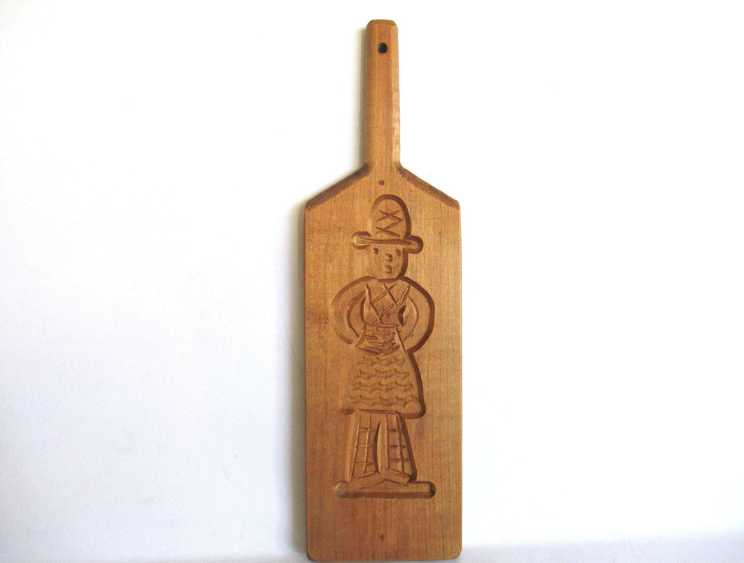 UpperDutch:,Wooden cookie mold with handle, Dutch Folk Art, speculaas plank, springerle..