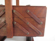 UpperDutch:Furniture,Sewing chest, Antique Wooden Sewing Box on legs. Storage box for sewing supplies or jewelry. Cantilever sewing box.