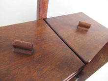 UpperDutch:Furniture,Sewing chest, Antique Wooden Sewing Box on legs. Storage box for sewing supplies or jewelry. Cantilever sewing box.