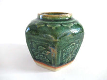 UpperDutch:Ginger Jar,Vintage Green Glazed Ginger Jar Collectible pottery.