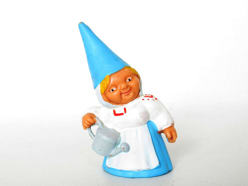 UpperDutch:,1 (ONE) Gnome figurine with watering can, Gnome after a design by Rien Poortvliet, Brb Gnome, Lisa the Gnome. Watering plants.