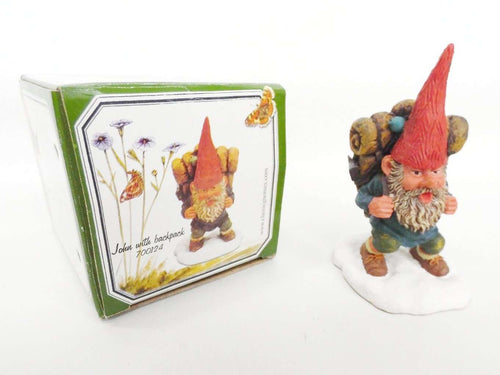 UpperDutch:Gnome,'John with backpack' Gnome figurine. Part of the 2001 Classic Gnomes series designed by Rien Poortvliet