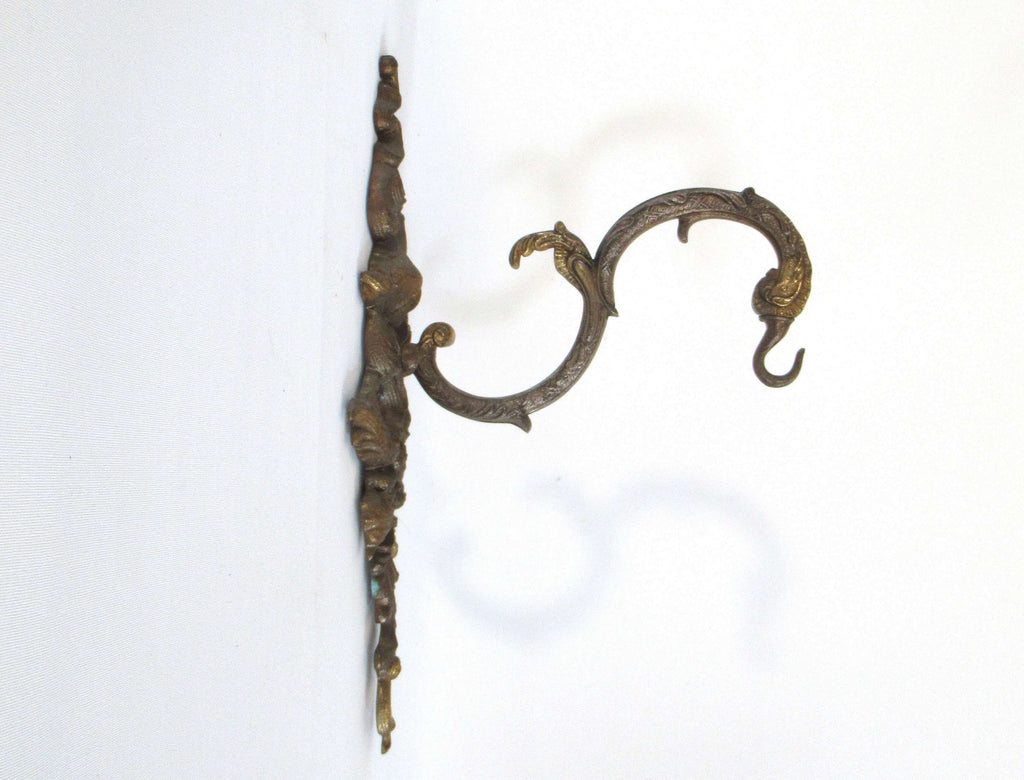 Antique Brass Plant Hanger Hook, Lamp Wall Hook. UpperDutch