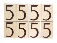 UpperDutch:Numbers,ONE Antique Five, wooden Number 5, Authentic Hand painted Number five. Room number / Table number, brown beige home number.