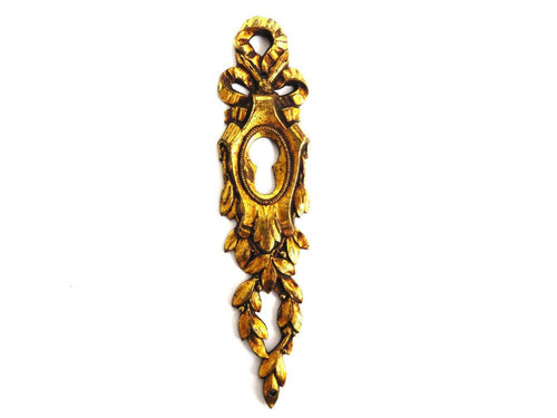 UpperDutch:Hooks and Hardware,Antique Solid Brass Keyhole plate, Keyhole cover, escutcheon, key hole frame, Ormolu finish, victorian style.