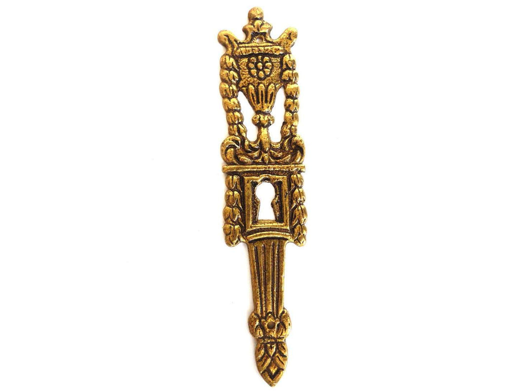 UpperDutch:Hooks and Hardware,1 (ONE) Antique Keyhole cover, escutcheon, Ornate brass keyhole frame, Victorian style.