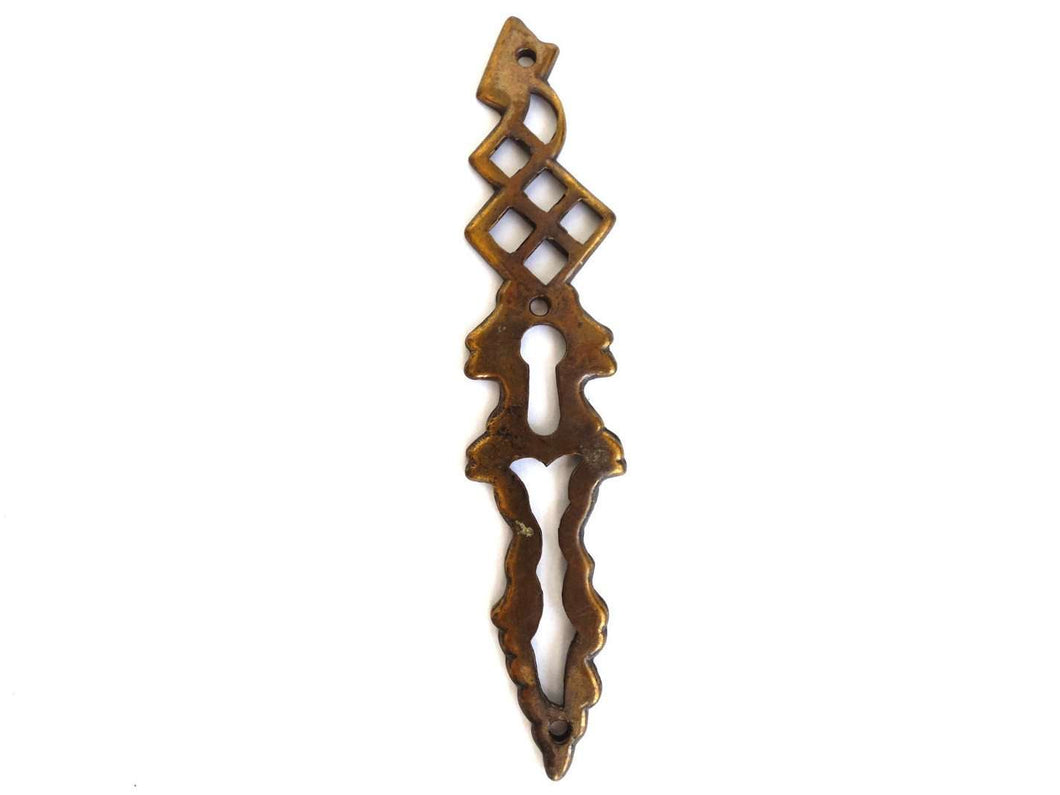 UpperDutch:Hooks and Hardware,Vintage brass Keyhole cover, escutcheon, keyhole frame, Keyhole Cover.