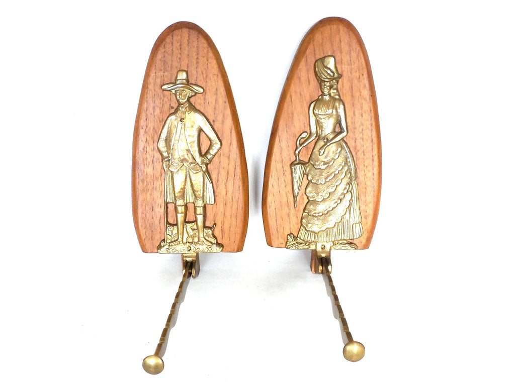 Set of 2 Antique Folding hooks for up to six hangers incl 8