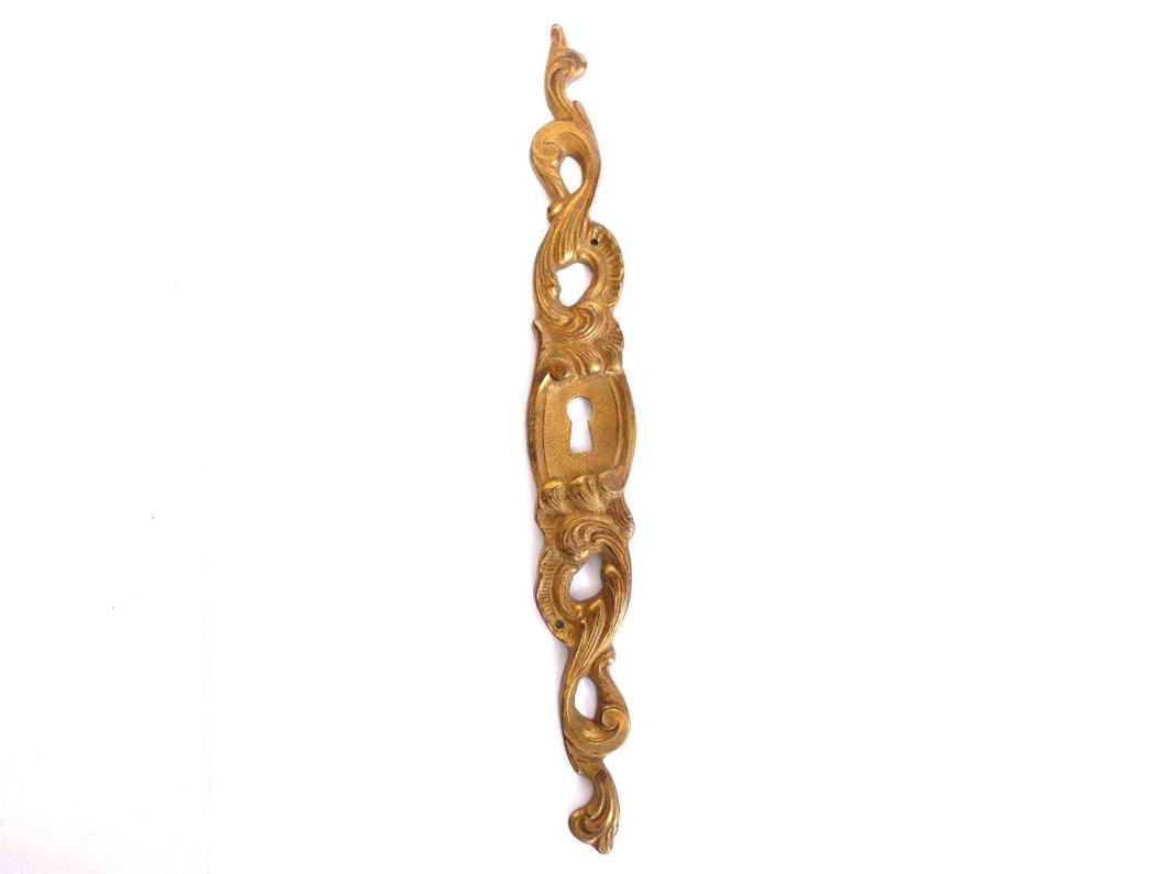 UpperDutch:Hooks and Hardware,1 (ONE) Keyhole Cover, Large Antique Ornate Stamped Keyhole Cover, Escutcheon, Brass Keyhole frame, Furniture Applique.
