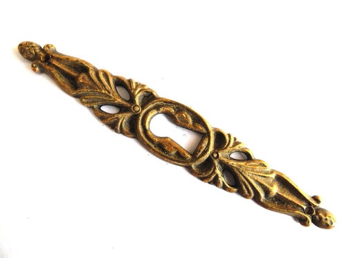 UpperDutch:Hooks and Hardware,Keyhole cover, Antique brass key hole frame, plate. Ornamental escutcheon, cabinet hardware, furniture applique.