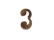UpperDutch:Numbers,ONE Antique Three, Number 3, Authentic Shabby Brass Number Three. Room number / Table number