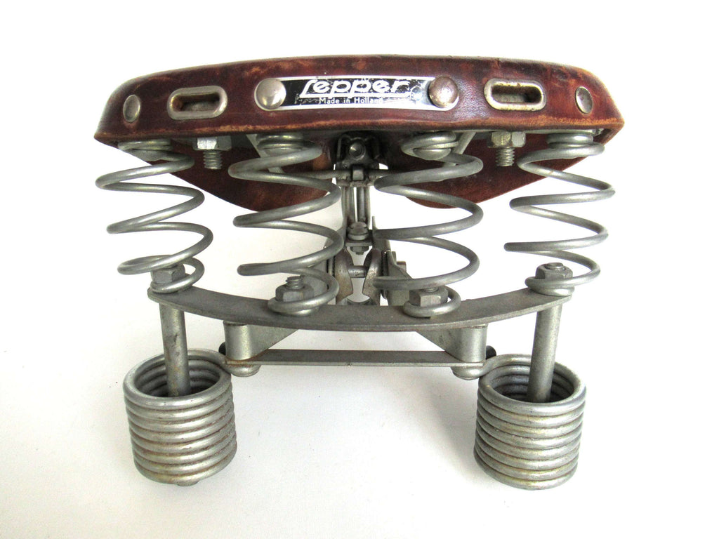 Antique Leather Lepper Primus bicycle saddle Made in Holland