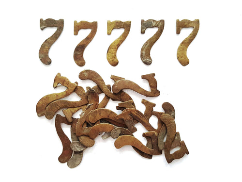 UpperDutch:Numbers,ONE Antique Seven, Number 7, Authentic Shabby Brass Number Seven. Room number / Table number