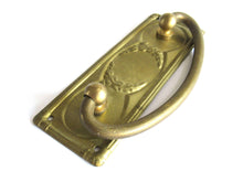 UpperDutch:Hooks and Hardware,1 (ONE) Old cabinet pull escutcheon with laurel design. NOS Brass Antique Drawer Handle with hanging pull. Restoration hardware.