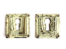UpperDutch:Hooks and Hardware,1 (ONE) Keyhole cover, shabby, chipped paint, key hole frame, Vintage metal Escutcheon. Art Deco