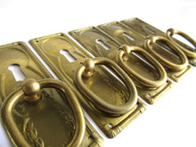 UpperDutch:Hooks and Hardware,1 (ONE) Drop pull, restoration Hardware. New Old Stock Brass Keyhole cover, Cabinet Handle, Old Keyhole Plate, Escutcheon pull.