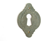 UpperDutch:Hooks and Hardware,Distressed Antique Escutcheon Metal Keyhole, shabby key hole frame / plate