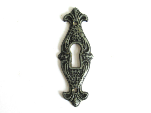 UpperDutch:Hooks and Hardware,1 Keyhole cover, vintage metal key hole frame, plate. Ornamental escutcheon, cabinet hardware. For restoration or jewelry making