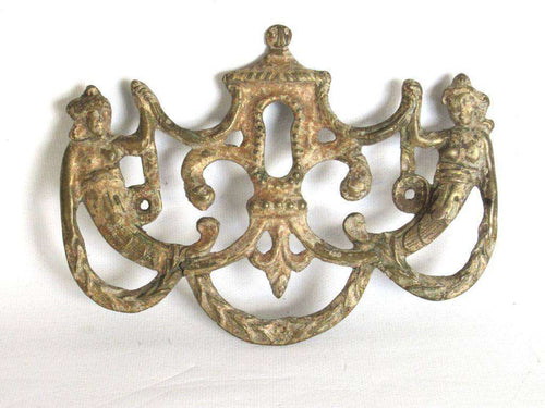 UpperDutch:,Shabby Keyhole cover, escutcheon. Distressed keyhole frame plate. Authentic old furniture hardware. restoration supply.