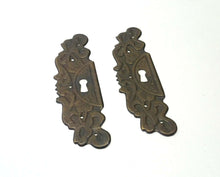 UpperDutch:Hooks and Hardware,ONE Large Antique Ornate Stamped  Keyhole Cover, Escutcheon, Floral Brass Key hole.
