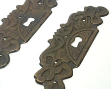 UpperDutch:Hooks and Hardware,ONE Large Antique Ornate Stamped  Keyhole Cover, Escutcheon, Floral Brass Key hole.