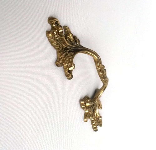 UpperDutch:Hooks and Hardware,1 Floral Handle / Ornate brass Drawer Pull / Leaves / Leafs