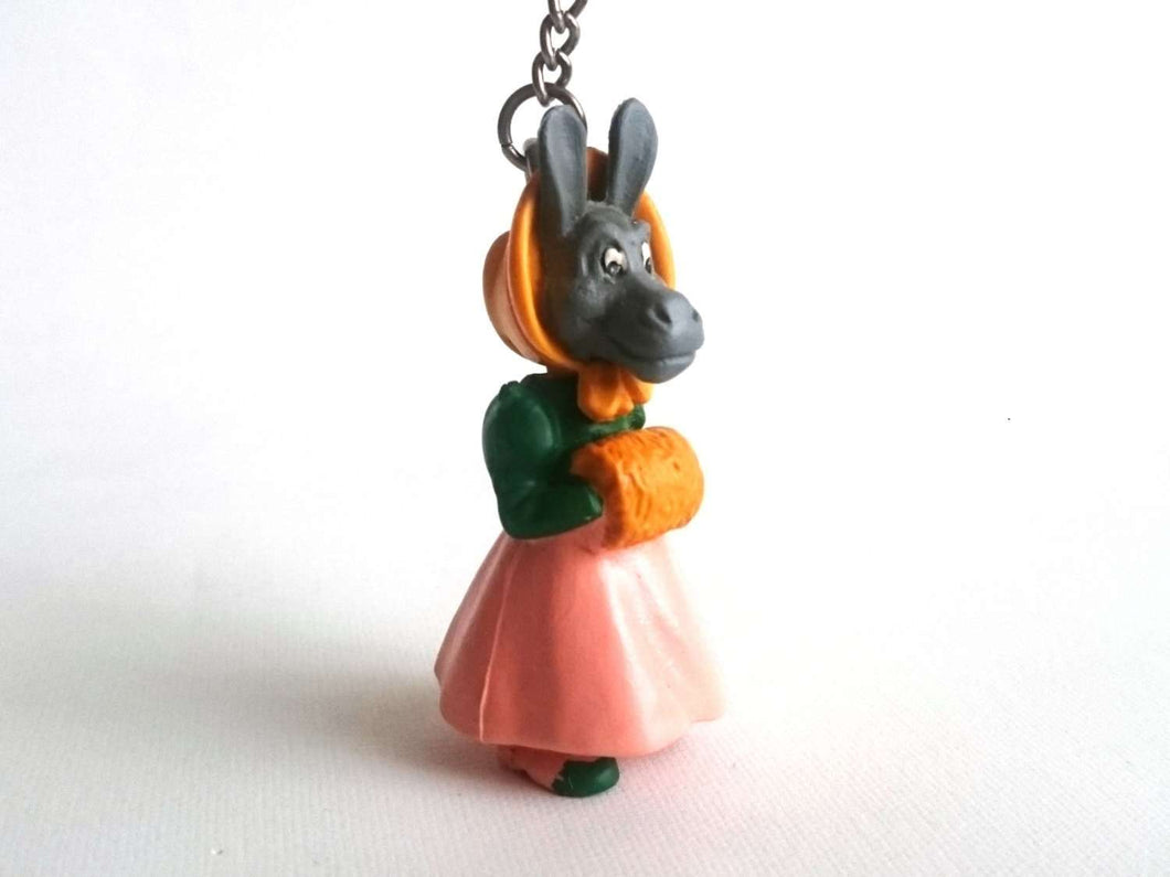 UpperDutch:Land of Magiful,Donkey key chain / dressed donkey figurine / keychain made in the sixties / 60s key chain / large zipper pull charm / bag charm