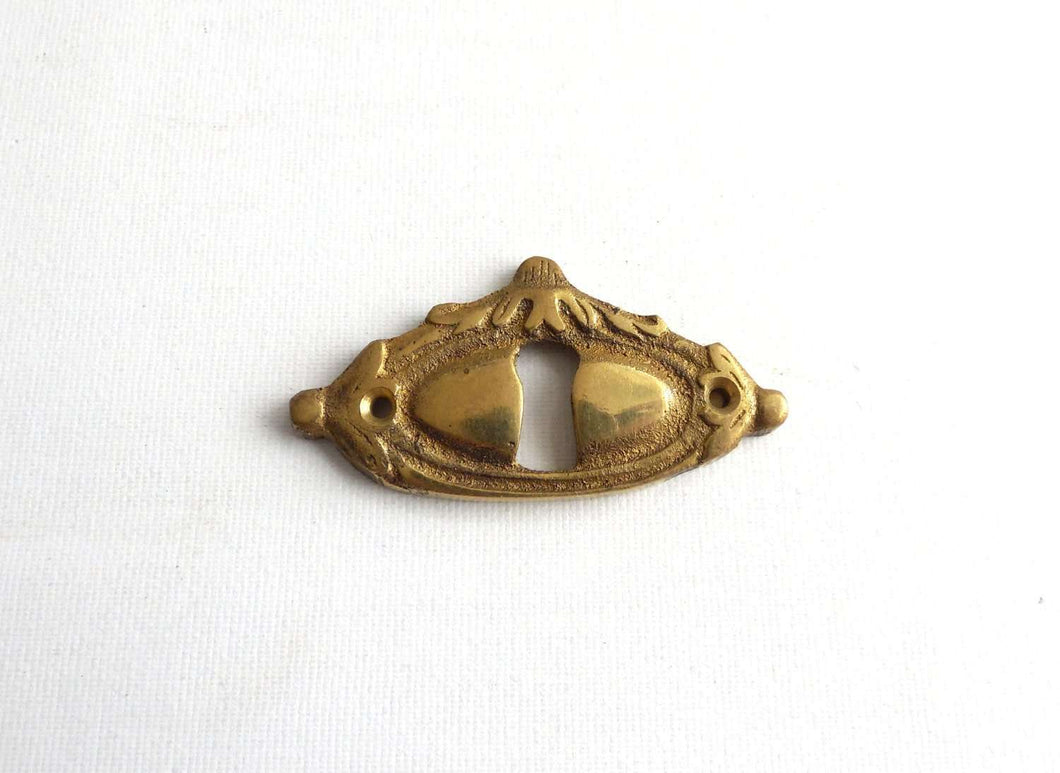 UpperDutch:Hooks and Hardware,1 (ONE) Antique Solid Brass Keyhole plate, cover, escutcheon, keyhole frame.
