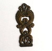 UpperDutch:Hooks and Hardware,1 Vintage solid brass dragon Applique / ornament / escutcheon. Furniture applique, cabinet hardware. Fighting dragons